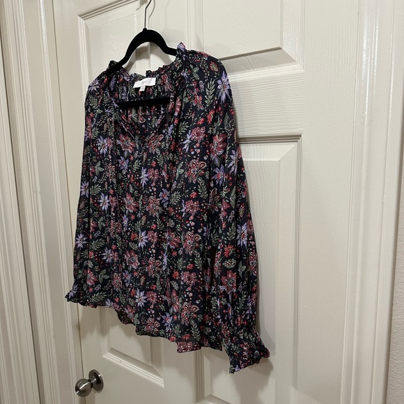 LOFT black floral blouse size S - Picture 2 of 5